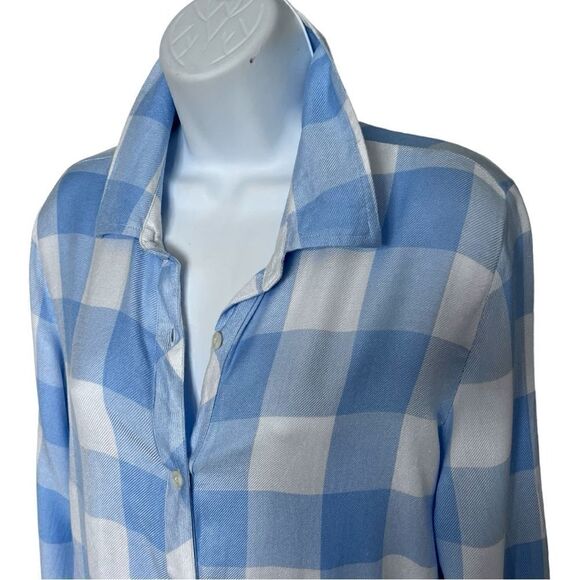 ALLEN B By Allen Schwartz Baby Blue And White Check Button Down Shirt Size M. - Picture 5 of 8